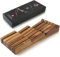 XINZUO Cassetto Blocco di Coltelli da Cucina in Legno di Acacia -43,6x18,4x5,3cm Ceppo Portacoltelli Universale per Cassetto (Senza Coltelli) -4 Coltelli Lunghi+6 Corti+1 Acciarino per Affilare