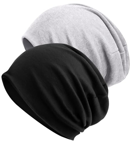 DRESHOW Slouchy Beanie Mössa för Kvinnor Män Lång Baggy Hip Hop Beanie Skidskalle Mössa Chemo Huvudbonad Solid Hipster Mössa Elastisk Sovande Mössa