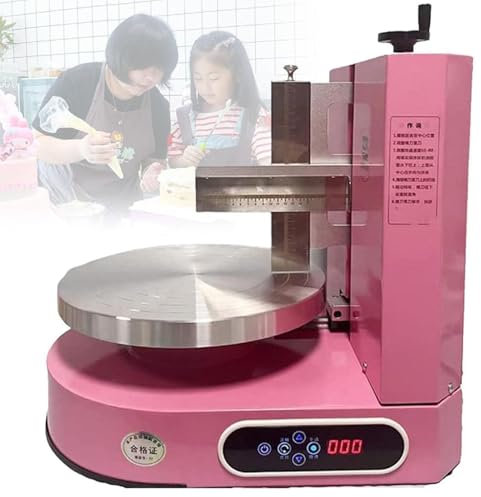 Cake Making Smoothing Machine Automatic Birthday Cake Smoothing Coating Machine, Adjustable Cake Scraper Icing Smoother Plastic Cake Cream Smoother Polisher Kitchen Baking Cake Edge Scraper Tool(Pink)