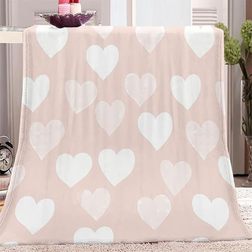 Überwurfdecke Niedliches Herz Aus Der Karikatur Warme Superweiche Gemütliche Decke Für Erwachsene 100 x 150 cm Mit Weichem Für Erwachsene Und Kinder Dekorative Decke Weiß Rosa