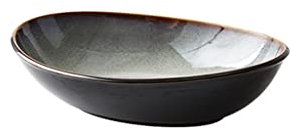 Fischteller, stapelbar, 25,4 cm, groß, oval, gedämpftes Fischteller, mikrowellengeeignet, tiefer Fischteller für kalte Gerichte und Desserts