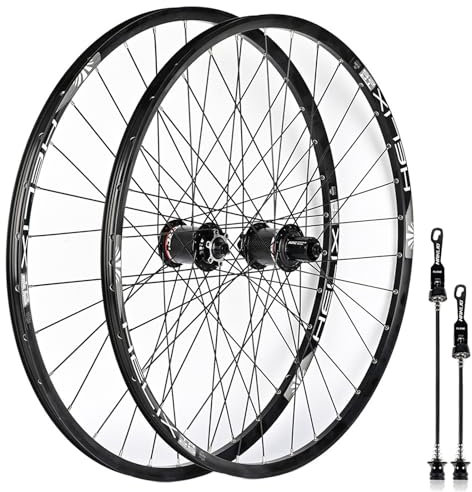 Juego de Ruedas de Carbono para Montaña, Ruedas de Carreras para Cubierta, Ruedas de 26, 27,5 y 29 Pulgadas con Freno de Disco de 32H MS(Black QR_29in)