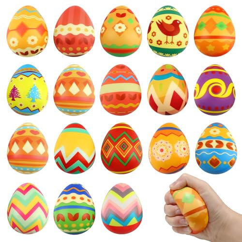 XIMEY 18 Stück Ostern Geschenke Kinder, Anti Stress Bälle, Ostergeschenke, Ostereier Stressball, Antistressball Erwachsene, Geschenke Ostern, Mitgebsel Ostern Kinder