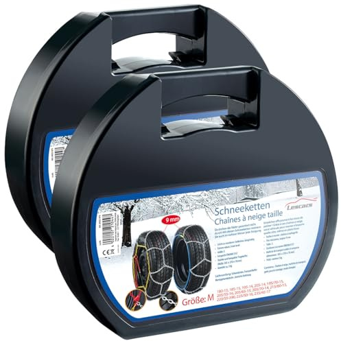 Lescars Auto Schneekette: 2er-Set Schneeketten Größe M für Reifen 205/55 R16 u.v.m. (Kfz Anfahrhilfe, Auto Zubehör, EIS)
