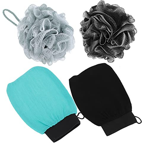 minkissy 2 Stück Badehandschuhe Peelinghandschuhe Tiefenreinigung Schnell Aufschäumend Lanyard Schnelltrocknend Für Hautpflege Baden Zuhause Und Reisen