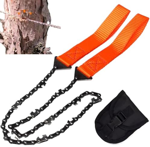 Xoeryoy Pocket Chainsaw, 41 Inch 11 Teeth Rope Chain Saw with Handle, Folding Hand Chain Saw with Bag for Camping Hunting Survival Gear