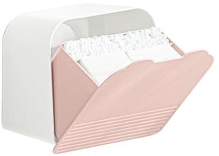 Generisch Distributeur de cotons-tiges, 2 compartiments, organisateur de maquillage, boîte de rangement pour cotons-tiges, coton, 15,5 x 15,5 x 9 cm