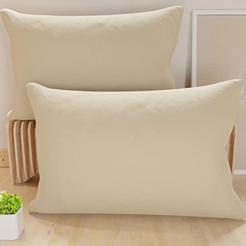 PETTI Artigiani Italiani - Par de Fundas de Almohada 50x70 cm, Pareja de Funda de Cojín Lisas Beige, 100% Microfibra Hipoalergénica, Made in Italy