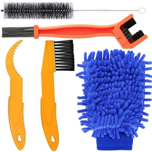 Xemnys Kit de cepillo de limpieza para bicicleta, limpiador de cadena de bicicleta, accesorios de motocicleta, herramienta de limpieza múltiple para bicicleta de montaña, motocicleta y cadena de