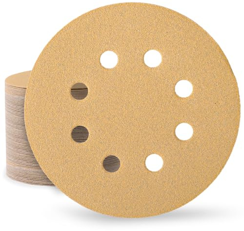 Huopueit 80 Pièces Disques Abrasifs 125mm Grain 120 Disque Poncage 8 Trous Papier Abrasifs pour Ponceuse Excentrique