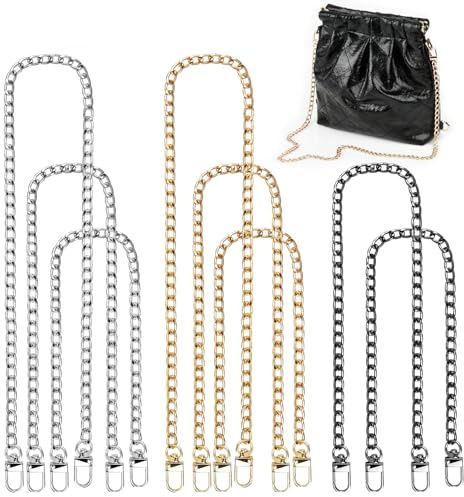BATINO 8 Stück Taschenkette, Schultergurt für Taschen, Gold Silber Kette Trageriemen, Metall Schulterriemen für Taschen, Handtaschenketten, Damen Umhängetasche Handtasche Ersatzkette 40/60/80cm