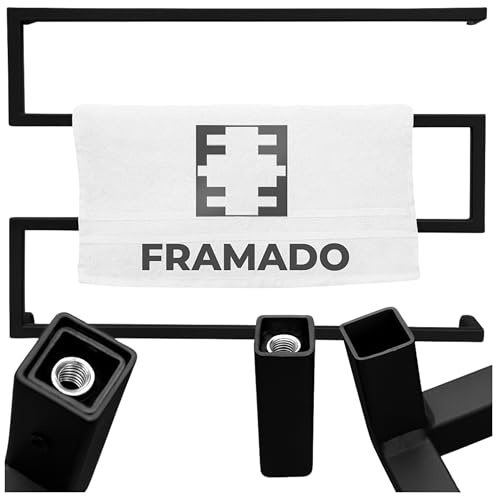FRAMADO - Handtuchhalter Wand - Badezimmer Handtuchhalter - aus Metall - 70x7x50cm - Schwarz - Korrosionsbeständig, Modern - Wandhaken zum Schrauben - Zygzak