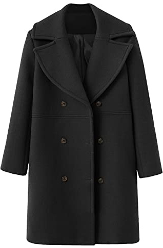 2025 Manteau d'hiver pour femme en laine mélangée Manteau mi-long encoche Veste à revers à double boutonnage Vêtement d'extérieur Veste d'hiver