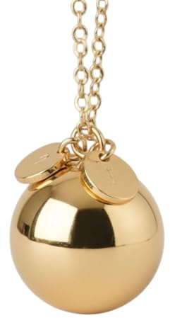 Maroussel Bola grossesse personnalisé or - Collier bola grossesse doré personnalisable - Plaqué or - Bijou femme enceinte initiales gravées des parents - Cadeau future maman symbolique fait main