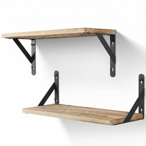 Nordkai Schweberegal Wandregal Holz, 2er Set Wandboard, Wohnzimmer Küche Bad Schlafzimmer, 42x15,5 cm