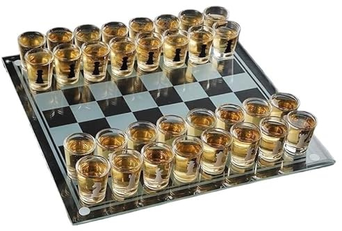 JUSKAQZYI chess set Premium Shot Glass Board Game Chessboard With Clear Shot Glass Chess Pieces Drinking Game Set For Lovers Durable chess board(25 * 25cm)