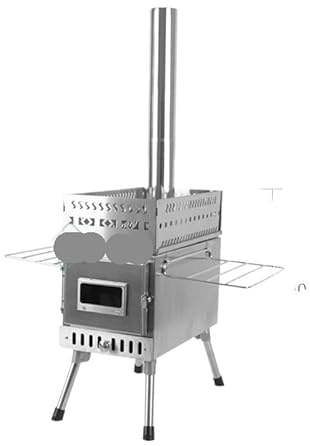 Portable Steel Wood-Burning Stove for Camping, Sauna, Outdoor Cooking & Heating, Foldable, 201 Stainless with Glass Window