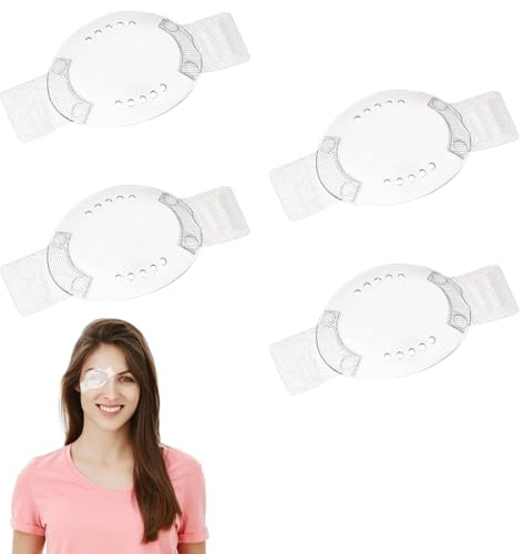 4 Stück Augenschutz Nach Augen, Verstellbare Augenklappe Kunststoff, Nach Operationen Augenklappen Mit Kleinen Loch, Für Erwachsene Kinder, Transparent, Belüftet