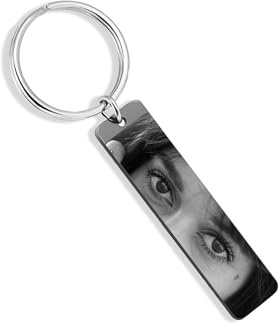 JSDDE Porte-clés Photo Personnalisé avec tes Yeux en Acier Inoxydable pour Homme Femme Porte Clef Dog Tag Personnalisable Gravure Prénom Initiales Date Keychain Auto Maison Cadeau Couple Famille Amis