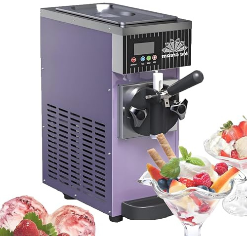 Máquina De Helados Profesional Soft Serve - 450/750W, Capacidad 2.5L/3.5L, Preenfriamiento, Limpieza Automática, Pantalla Táctil LCD, Heladera Comercial Para Heladerías Y Cafeterías(Purple,750W)