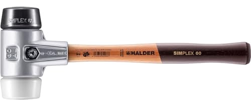 Halder Simplex 2 lb. Soft-Face Mallet with Black Rubber and Superplastic Inserts, Lightweight Aluminum Housing and Wood Handle