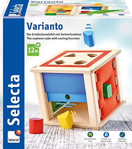 Selecta 62019 Varianto, Sortier-und Steckspiel aus Holz, 10 Monate to 3 Jahre, 15 cm, bunt