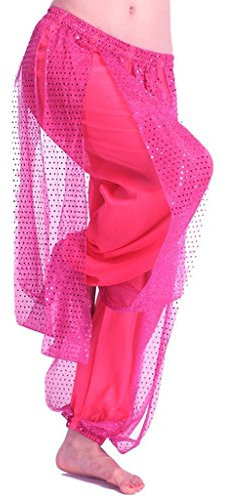 Baisdan paljett skinande harem yogabyxor magdans Indien arabisk dans blommar byxa Ros rosa En storlek