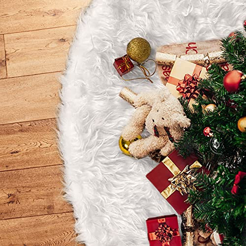 GIGALUMI 120cm Weihnachtsbaumdecke Weiß Plüsch Christmasbaumdecke Rund Tannenbaum-Unterlage Weihnachtsbaumteppich Ornamente Dekoration für Weihnachten