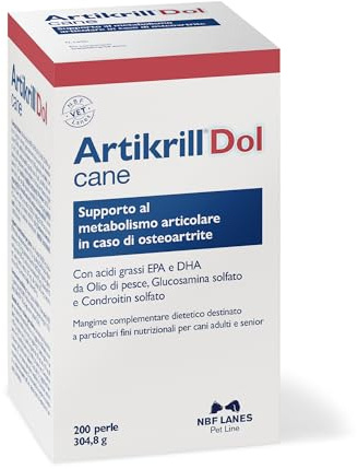 NBF Lanes | Artikrill Dol Cane, 200 Perle Appetibili, Supporto Metabolismo Articolare in caso di Osteoartrite del Cane Adulto e Senior
