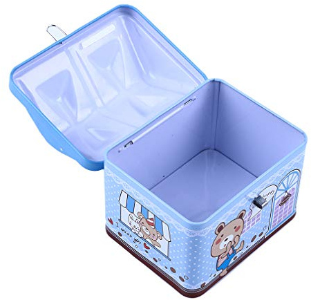 Meoliny Money Banks Creative Metal House Cash Box Coin Storage Box Organizer Home Decoration Ornament,Blue