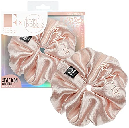 invisibobble Sprunchie Rosie Star Scrunchie I 1x Haargummi Satin Rosé Mädchen & Damen I starker Halt Stoff Haargummi I Limited Collection Rosie Fortescue
