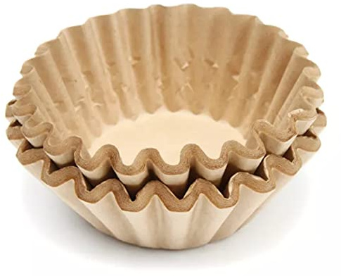 Natural Unbleached Brown Biodegradable Extra Large Coffee Filters 10, 12, 13, 14, 15 Cup Basket for Commercial, Home Coffee Maker Extra High Extra Wide, Anti ground, 9.75 Flattened Diameter (100 Pcs)