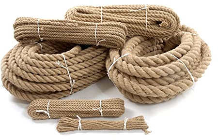 40 mm Jute Rope, 10 metres / 32 ft Long, Strong Natural Hessian Cord, Perfect for Decking, Gardening, Bundling, Camping, Decorating, Boating