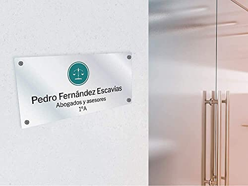Oedim Placas Personalizadas Rotuladas Fabricadas en metacrilato, 25x25cm, Forma Cuadrada, Resistente y Económico, Incluye 4 embellecedores