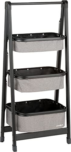 BRUNNER 0422098N Latiga, Scaffale Riponitutto da Campeggio Ed Esterno, Scaffalino Pieghevole Salvaspazio, Telaio in Alluminio, 3 Ceste, Portata Max 20 kg