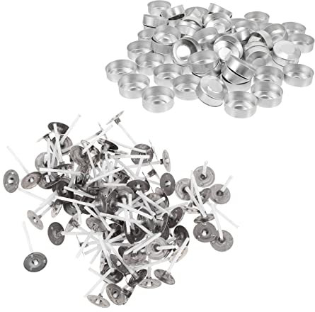 COHEALI Aluminium Tea Light Candle Cups with 100 Cotton Wicks | Empty Candle Tins Tealight Making Supplies for Diy Scented Crafts Candy Storage 3.80 X 3.80 X 1.50 Cm