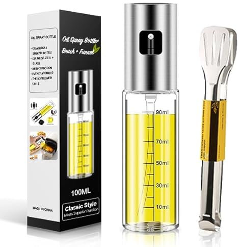 Tindisonka Ölsprüher zum Kochen ● Öl Sprühflasche ● Öl und Essigspender ● Oil Sprayer Sprühflasche mit Bürste für Speiseöl ● Olivenöl Sprüher für Kochen, Heißluftfritteuse, Salat, Grill