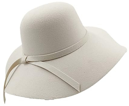 SaoBiiu Damen-Fedora-Hut Aus Filz Mit Breiter Krempe, Floppy-Sonnen-Bowknot-Kappe, Bowler-Derby-Hut Für Damen