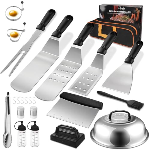 Latiret Blackstone Griddle Accessories Kit, 23Pcs Grilling Accessories Set for Camp Chef, Flat Top Griddle Accessories with Scraper, Spatula, Basting Cover, Outdoor Grill Tools, White Elephant Gifts