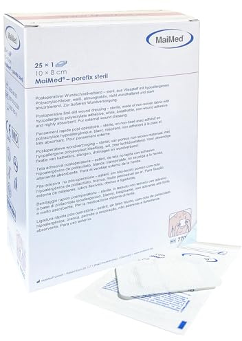 HansaGT Medical Steril Wundpflaster 10x8cm, Steriler Wundverband, Pflaster Sensitiv Selbstklebend Schützt bei Schnittwunden & Kratzern Wundverband zur äußeren Einzeln verpackt 25 Stück