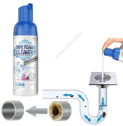 Detergente In Schiuma Per Scarichi Di Scarico,Pulitore Di Schiuma Per Tubi Di Scarico,Per Rimuovere E Pulire Gli Intasamenti Dei Capelli, Deodorante Per Tubi,Detergente In Schiuma Rapida (1 bottiglia)