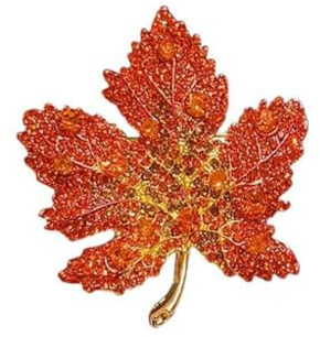 Broche en forme de feuille d'érable avec strass - Cadeau pour femme - Pour la Saint-Valentin, la fête des mères, un mariage, un anniversaire - Broche en alliage, Métal