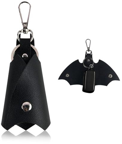 Meifiyu Bat-man Schlüsselanhänger,Bat-man Kunstleder Schlüsseletui,Fledermaus Keychain,PU Leder Fledermausform Autoschlüsselanhänger,Geeignet für Motorradschlüssel und Autoschlüssel (Schwarz)