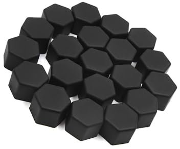 Motoforti 20pcs 19mm Rubber Car Wheel Tire Tyre Nut Screw Cover Caps Hub Protector Black Long-lasting