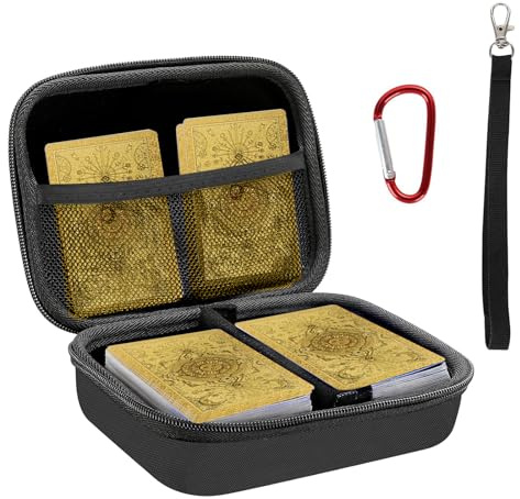 Omevett Playing Card Case, Hard UNO Case, Playing Card Storage, UNO Card Holder, UNO Carry Case with Hand Strap, Removable Divider for TCG CCG Magic Game Cards, Holds up to 400+ Cards