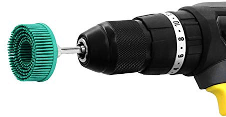 ViaGasaFamido 50mm Outer Diameter Bristle Disc Electric Drill Disc Brush Emery Rubber Abrasive Brush for Metal Fine Finishing, Cleaning, Polishing, Grinding, Deburring and Scratches (Green)