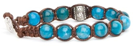 Bracciale originale Tibetano con ruota della preghiera in argento e pietre naturali. Unisex. Taglia unica. Benedetto dai Monaci Tibetani. (stone collar blu)