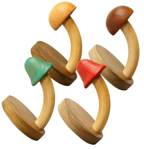 Unomor 4pcs Non-Perforated Wooden Wall Hooks Over Door Hanger Hooks for Hanging Hats Scarves Backpacks Decorative
