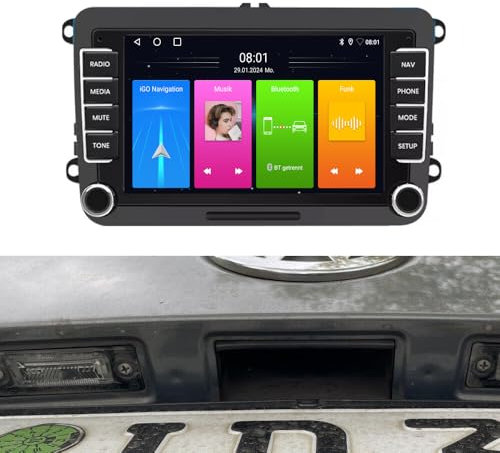 Autoradio Mit Bildschirm,Wireless CarPlay&Android Auto Digital Media Receiver Navi Bluetooth,Mirror Link, GPS, Kofferraum Rückfahrkamera für VW Golf Plus MK5 Jetta Touran Passat 3C2 3C5 2005-2013