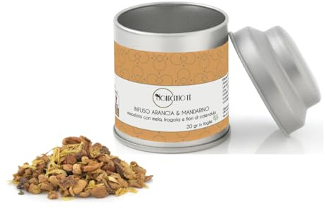 Novecento Tè® | Infuso Arancia e Mandarino in Foglie - 20 Gr | Tisana Arancia Mandarino | Miscela Fruttata Agrumi, Mela, Fragola Sfuso Latta Metallo Mignon